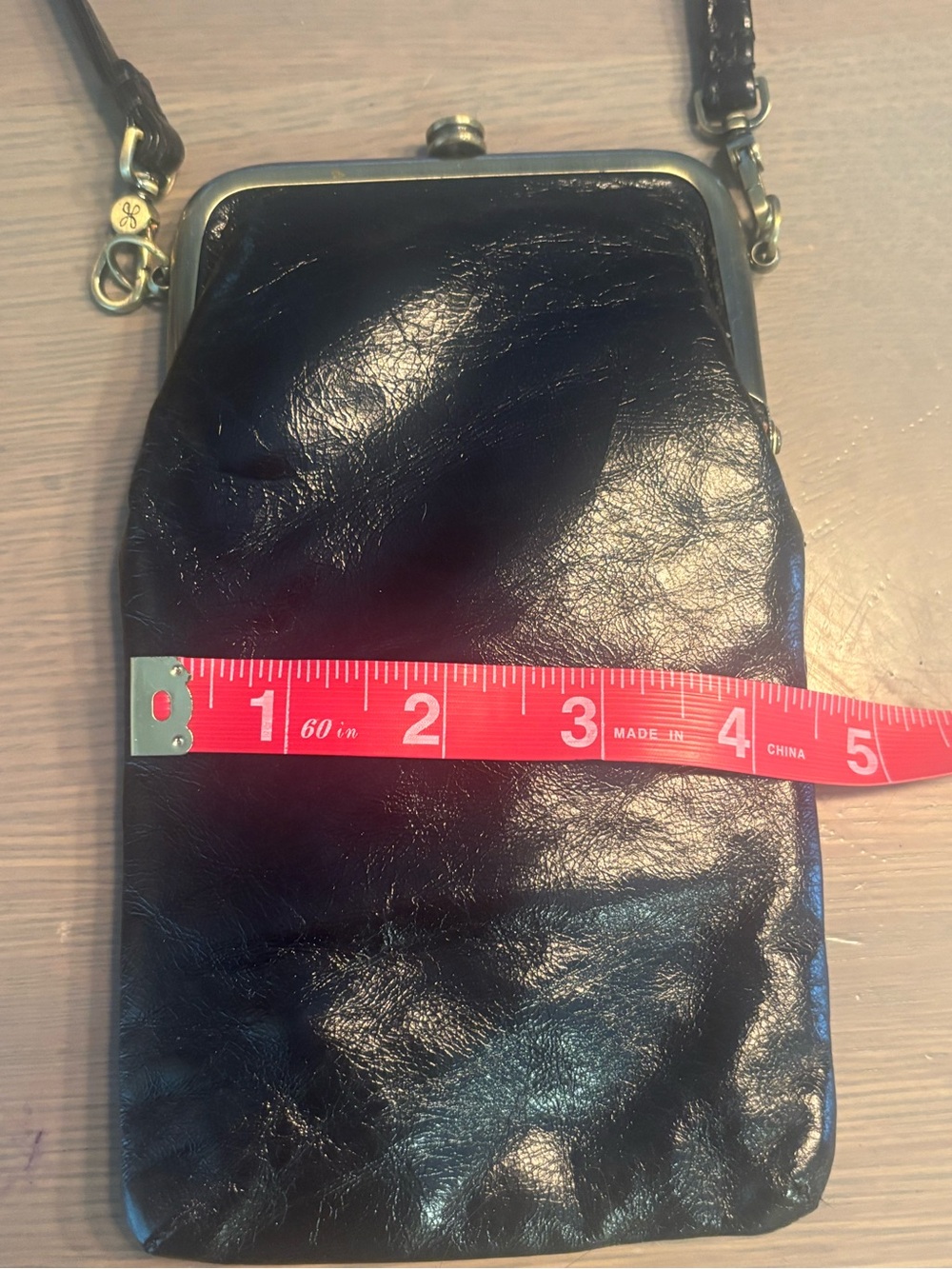 HOBO Black Leather Frame-Top Crossbody with Gold Hardware - Picture 5 of 6